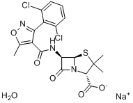 双氯西林钠;双氯青霉素钠;双氯苯唑青霉素钠;(2S,5R,6R)-3,3-二甲基-6-[5-甲基-3-(2,6-二氯苯基)-4-异噁唑甲分子式结构图