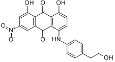 分散蓝27;1,8-二羟基-4-硝基-5-(N-(对苯乙醇)氨基)蒽醌分子式结构图