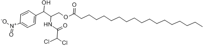 氯霉素硬脂酸酯;[(2R,3R)-2-[(2,2-二氯乙酰)氨基]-3-羟基-3-(4-硝基苯基)丙基]硬脂酸酯分子式结构图