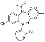 1-乙酰基-3-(乙酰氧基)-7-氯-5-(2-氯苯基)-1,3-二氢-2H-1,4-苯并二氮杂卓-2-酮分子式结构图