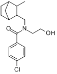 氯坎法胺;4-氯-N-(2-羟乙基)-N-[(5-甲基-6-双环[2.2.1]庚烷基)甲基]苯甲酰胺分子式结构图