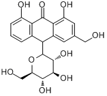 芦荟甙;芦荟素;10-吡喃葡萄糖基-1,8-二羟基-3-羟甲基-9(10H)-蒽酮分子式结构图