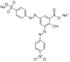 媒介棕18;2-羟基-3-((4-硝基苯基)偶氮)-5-((4-磺酸苯基)偶氮)苯甲酸二钠盐分子式结构图