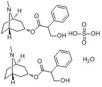 硫酸阿托品;alpha-(羟甲基)苯乙酸8-甲基-8-氮杂双环[3,2,1]-3-辛酯硫酸盐一水合物分子式结构图