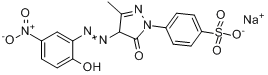 媒介橙3;4-[4,5-二氢-4-[(2-羟基-5-硝基苯基)偶氮]-3-甲基-5-氧代-1H-吡唑-1-基]苯磺酸钠分子式结构图