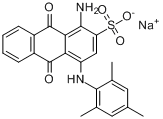 酸性兰129;1-氨基-4-(2,4,6-三甲基苯胺基)蒽醌-2-磺酸钠分子式结构图