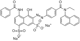 媒介红21;4-(苯甲酰氨基)-6-[[4-[(乙基-1-萘氨基)甲酰]苯基]偶氮]-5-羟基萘-1,7-二磺酸二钠盐分子式结构图