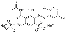 媒介蓝18;5-(乙酰氨基)-3-[(5-氯-2-羟基苯基)偶氮]-4-羟基-2,7-萘二磺酸二钠盐分子式结构图