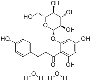 弗罗利辛;根皮苷;根皮甙;根皮素-2'-beta-葡萄糖苷;4,6-二羟基-2-(6-葡萄糖酸苷)-6-(对羟基苯)苯丙酮分子式结构图