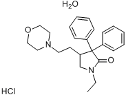 盐酸多沙普仑;1-乙基-3,3-二苯基-4-[2-(4-吗啉基)乙基]-2-吡咯烷酮盐酸盐一水合物分子式结构图