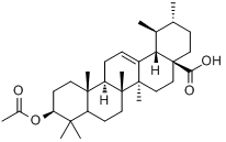 熊果酸乙酸酯;(3beta)-3-(乙酰氧基)乌苏-12-烯-28-酸分子式结构图