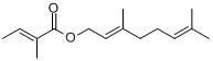 惕各酸香叶酯;(E,E)-3,7-二甲基-2,6-辛二烯-1-醇-2-甲基-2-丁烯酸酯分子式结构图