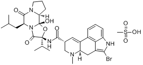 甲磺酸溴隐亭;2-溴-alpha-麦角环肽甲磺酸盐分子式结构图