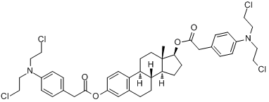 雌二醇双[4-[二(2-氯乙基)氨基]苯乙酸]酯;(17b)-雌甾-1,3,5(10)-三烯-3,17b-二醇双[4-[二(2-氯乙基)氨基]苯分子式结构图