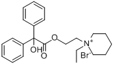 溴乙哌沙酯;1-(2-二苯乙醇酰氧基乙基)-1-乙基哌啶溴化物分子式结构图