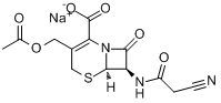 头孢乙腈钠;头孢氰甲钠;头孢赛曲钠;(6R,7R)-3-(乙酰氧甲基)-7-[(2-氰基乙酰)氨基]-8-氧代-5-硫杂-1-氮杂双?分子式结构图