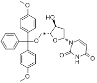 保护-2'-脱氧尿苷;保护-2'-脱氧尿甙;5'-O-[双(4-甲氧基苯基)苄基]-2'-脱氧尿苷分子式结构图