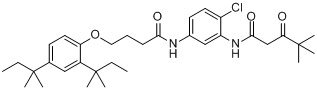 alpha-特戊酰基-N-[2-氯-5-[4-(2,4-二特戊基苯氧基)正丁酰胺基]]乙酰苯胺分子式结构图