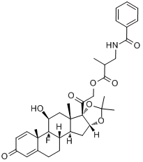 苯曲安奈德;9-氟-11b,21-二羟基-16a,17-[(1-甲基亚乙基)双(氧)]-孕甾-1,4-二烯-3,20-二酮2-(苯甲酰胺甲基)?分子式结构图