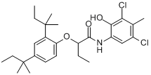 4,6-二氯-5-甲基-2-(2',4'-二特戊基苯氧基异丁酰胺基)苯酚分子式结构图