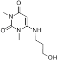 4-(3-羟丙基氨基)-1,3-二甲基脲嘧啶分子式结构图