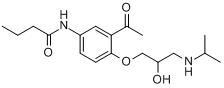 醋丁洛尔;N-[3-乙酰基-4-(2-羟基-3-异丙基氨基丙氧基)苯基]丁酰胺分子式结构图