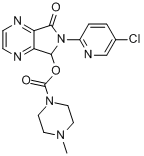 佐匹克隆;(5RS)-6-(5-氯吡啶-2-基)-7-[(4-甲基哌嗪-1-基)羰氧基]-5,6-二氢吡咯并[3,4-b]吡嗪-5-酮分子式结构图