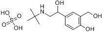 硫酸沙丁胺醇;硫酸舒喘灵;羟甲叔丁肾上腺素;2-[(叔丁氨基)甲基]-4-羟基-3-羟甲基-苯甲醇硫酸盐分子式结构图