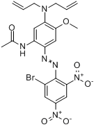 分散蓝291G;N-[2-(2-溴-4,6-二硝基苯基偶氮基)-5-[二(2-丙烯基)氨基]-4-甲氧基苯基]乙酰胺分子式结构图