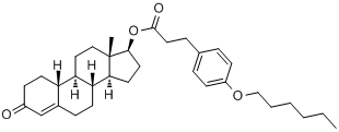 19-去甲睾酮4-己氧基苯基丙酸酯;(17beta)-羟基雌甾-4-烯-3-酮17-[3-[4-(己氧基)苯基]丙酸酯]分子式结构图