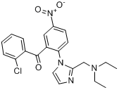 硝唑芬酮;(2-氯苯基)[2-[2-[(二乙基氨基)甲基]-1H-咪唑-1-基]-5-硝基苯基]甲酮分子式结构图