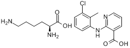 赖氨酸氯尼辛;氯尼辛赖氨酸盐;2-[(3-氯-2-甲基苯基)氨基]吡啶-3-羧酸(2S)-2,6-二氨基己酸分子式结构图