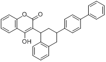 鼠得克;联苯杀鼠萘;3-(3-联苯基-1,2,3,4-四氢萘基-1-基)-4-羟基-2H-1-苯并吡喃-2-酮分子式结构图