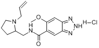 盐酸阿立必利;6-甲氧基-N-[(1-丙-2-烯基吡咯烷-2-基)甲基]-2H-苯并三唑-5-甲酰胺盐酸盐分子式结构图
