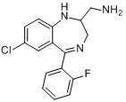 咪达唑仑;2-氨甲基-7-氯-2,3-二氢-5-(2-氟苯基)-1H-1,4-苯并二氮杂卓分子式结构图