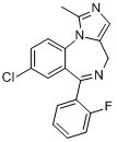 咪达唑仑;咪唑安定;速眠安;8-氯-6-(2-氟苯基)-1-甲基-4H-咪唑并[1,5-alpha][1,4]苯并二氮杂卓分子式结构图