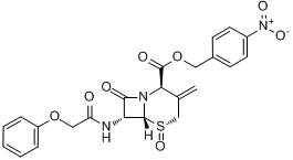 [2R-(2alpha,5beta,6alpha,7beta)]-3-亚甲基-8-氧代-7-(苯氧基乙酰氨基)-5-硫杂-1-氮杂双环[4.2.0]辛烷-2-?分子式结构图