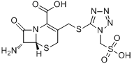 (6R-反式)-7-氨基-8-氧代-3-(((1-(磺酸甲基)-1H-四唑-5-基)硫)甲基)-5-硫杂-1-氮杂双环[4.2.0]辛-2-烯-2-羧分子式结构图