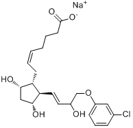 氯前列烯醇钠;(5Z)-7-[(1R,2R,3R,5S)-2-[(1E,3R)-4-(3-氯苯氧基)-3-羟基-1-丁烯-1-基]-3,5-二羟基环戊基]-5分子式结构图