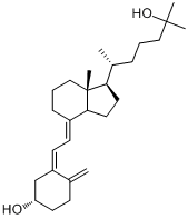 骨化二醇;25-羟维生素D3一水合物;(5Z,7E)-9,10-开环胆甾-5,7,10(19)-三烯-3b,25-二醇一水合物分子式结构图