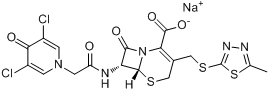 头孢西酮钠;(6R,7R)-7-(2-(3,5-二氯-4-氧代-1(4H)-吡啶基)乙酰氨基)-3-(((5-甲基-1,3,4-硫二唑-2-基)硫)甲?分子式结构图