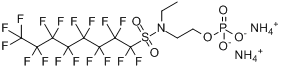 N-乙基全氟辛基磺酰胺基乙基磷酸酯二铵盐分子式结构图