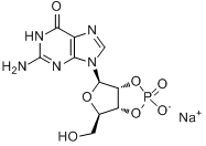 鸟苷-2ˊ,3ˊ-环一磷酸一钠盐;鸟苷-2ˊ,3ˊ-环一磷酸一钠盐;鸟苷-2ˊ,3ˊ-环磷酸钠盐；2ˊ,3ˊ-环一磷酸鸟?分子式结构图
