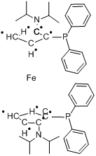 (R)-(+)-1,1-二(联苯膦基)-2,2-二(N,N-二异丙基酰胺)二茂(络)铁分子式结构图