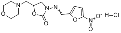 盐酸呋喃它酮; 5-(吗啉甲基)-3-[[(5-硝基-2-呋喃基)亚甲基]氨基]恶唑啉-2-酮盐酸盐分子式结构图