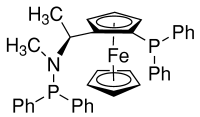 S-N-二苯基膦-N-甲基-1-[(R)-2-(二苯基膦)二茂铁]乙基;(1S)-1-(二苯膦基)-2-[(1S)-1-[(二苯膦基)甲基氨基]?分子式结构图