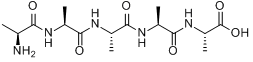 五-L-丙氨酸;五-L-丙氨酸;丙氨酰丙氨酰丙氨酰丙氨酰丙氨酸；丙-丙-丙-丙-丙五肽分子式结构图