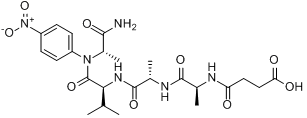 琥珀酰-丙氨酰-丙氨酰-丙氨酰-丙氨酰-对硝基苯胺分子式结构图