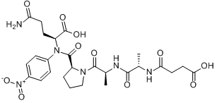 琥珀酰-丙氨酰-丙氨酰-脯氨酰-谷氨酰-对硝基苯分子式结构图