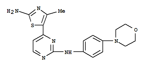 CYC-116;4-(2-氨基-4-甲基-5-噻唑基)-N-[4-(4-吗啉基)苯基]-2-嘧啶胺分子式结构图